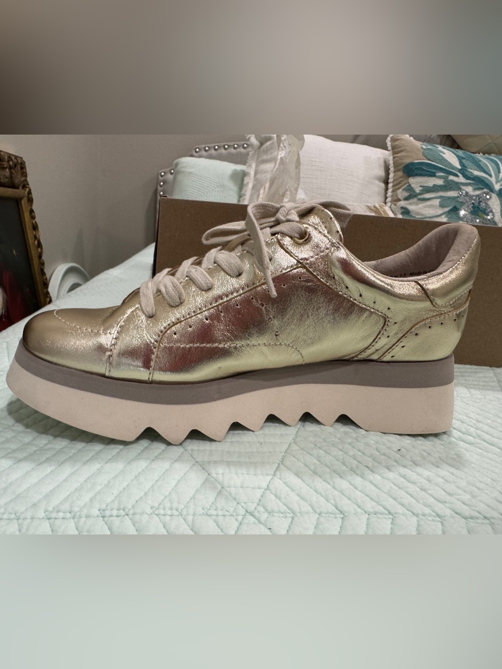 Dolce Vita Metallic Gold Platform Lace-Up Sneakers